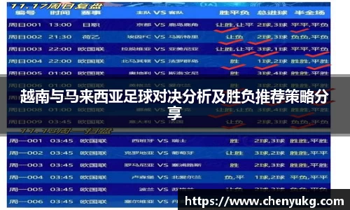 越南与马来西亚足球对决分析及胜负推荐策略分享